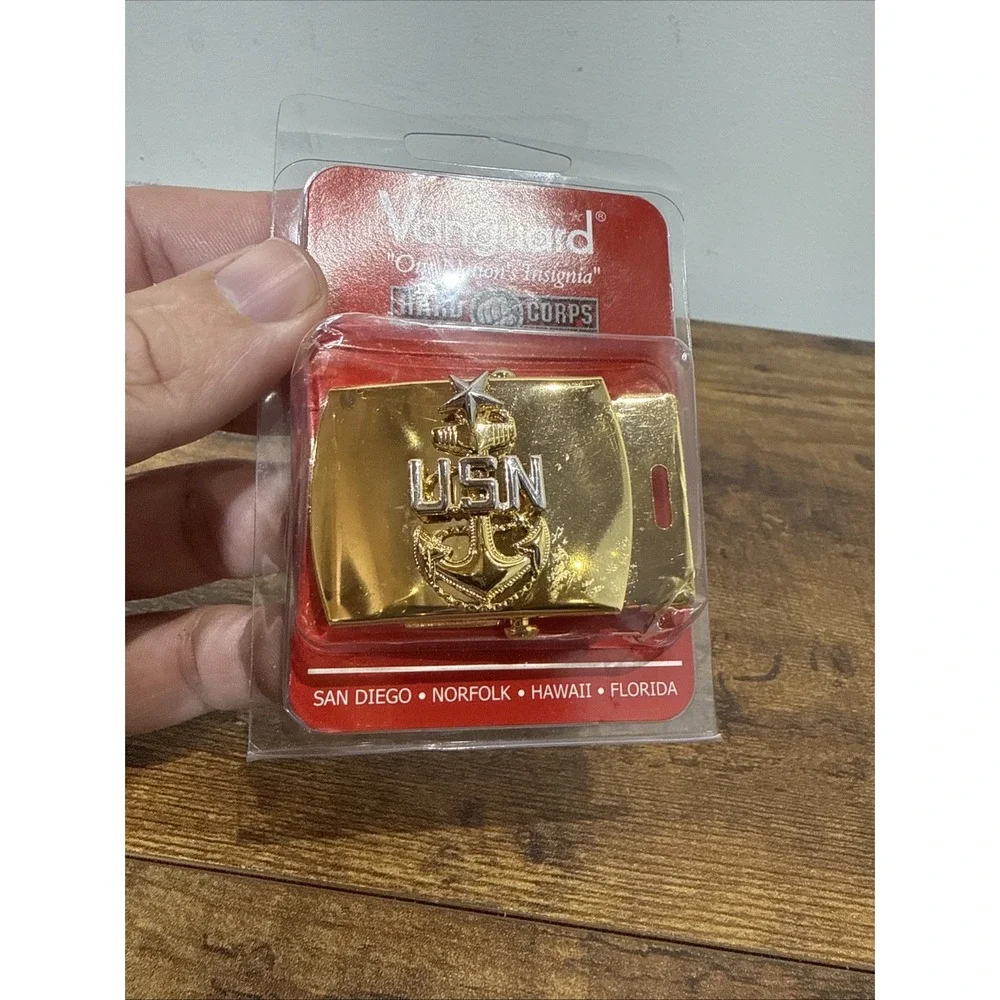 USN US NAVY SEAL SEABEE SAILOR AVIATION SCPO SENIOR CHIEF'S GOLD BELT BUCKLE NIP